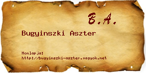 Bugyinszki Aszter névjegykártya